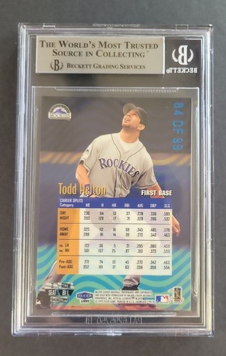 Todd Helton 1999 Flair Showcase Legacy Collection Row 3 #84/99 BGS 9 Mint - Picture 6 of 8