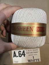 J. P.Coats New Box of 6 Knit-Cro-Sheen boil fast 250 yds. Mercerized Cotton