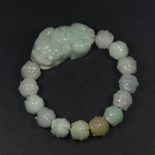 Certified Grade A 100% Natural Brown Green Jadeite Jade Bangle Bracelet PiXiu 27 - Picture 5 of 12