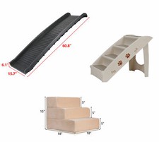 61"/24"/18" Anti-Skid Pet Dog Stairs Folding Car Ramp Home Climb Ladder PP/Suede