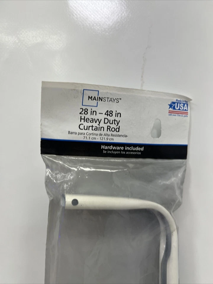 Nova vara de cortina Mainstays 28 pol-48 pol. resistente branca - Imagem 2 de 4