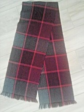 Unisex Black/Red Plaid Woven Acrylic Scarf    Size 58x9.7