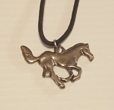 HORSE RUNNING Pewter Pendant Charm / 26" Adjustable Necklace U.S.A.