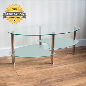 Home Cara Oval Clear And Frosted Gl Coffee Table Image Is Loading Home Cara Oval Clear And Frosted Gl