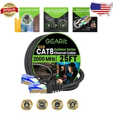 25ft Cat8 Ethernet Cable for Gaming & Streaming - Waterproof, Direct Burial