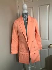 In The Style SAFFRON BARKER LIGHT CORAL DOUBLE BREASTED TAILORED DRESS UK 6