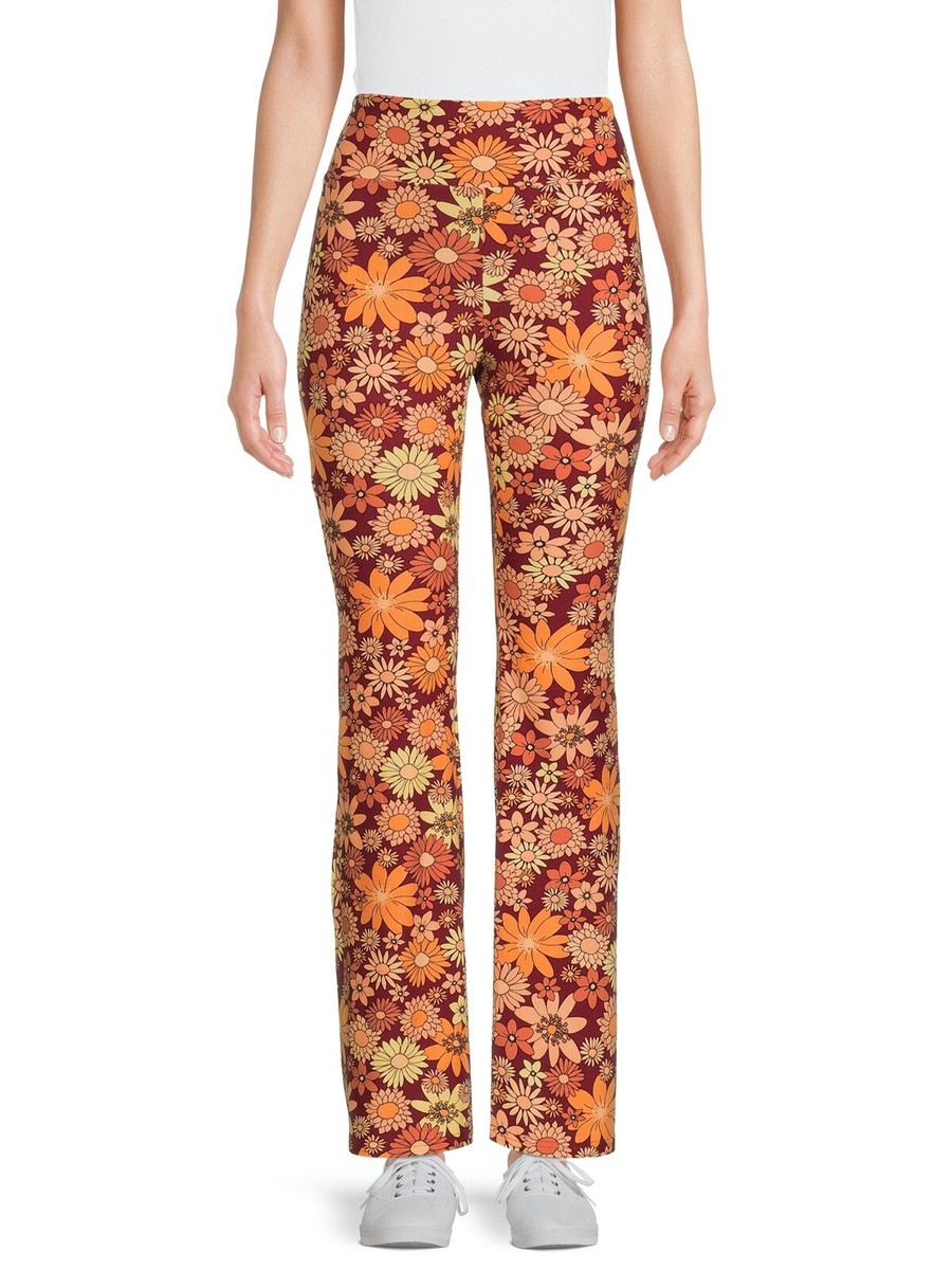 New No Boundaries Floral Knit Flare Pants Juniors Women Many Sizes