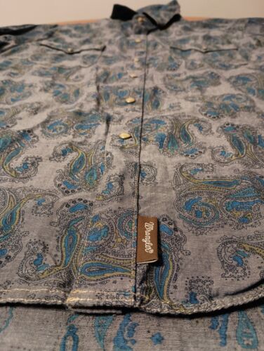 Camisa Wrangler Retro Premium Grande Perla A Presión Manga Larga Abotonada Azul Occidental - Imagen 4 de 10