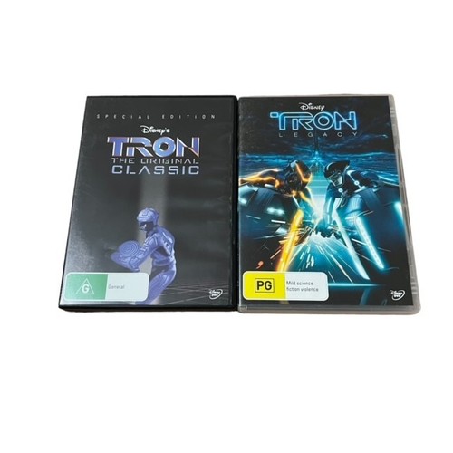 Tron/Tron Legacy DVD Double Jeff Bridges David Warner Region 4 Sci-Fi  - Picture 1 of 7