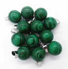 12Pcs 14mm Green Malachite Handmade Ball Pendant Bead DIY Jewelry Making EE1246