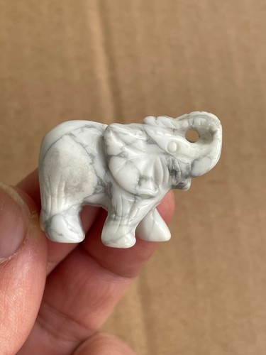 2 piece Natural white stone carving elephant Christmas gift - Picture 5 of 12