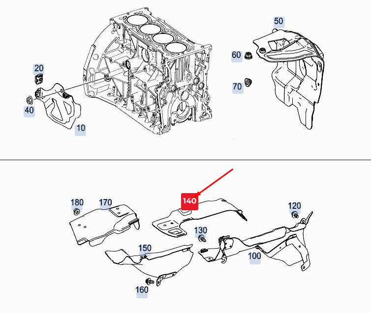 Protection de support moteur droit MERCEDES-BENZ CLS C257 A2561422200