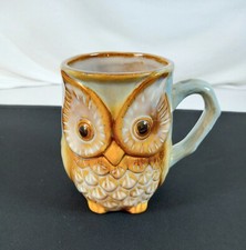 Burton  Burton Wise Owl Blue Green 12oz Glossy Textured Porcelain Ceramic Mug
