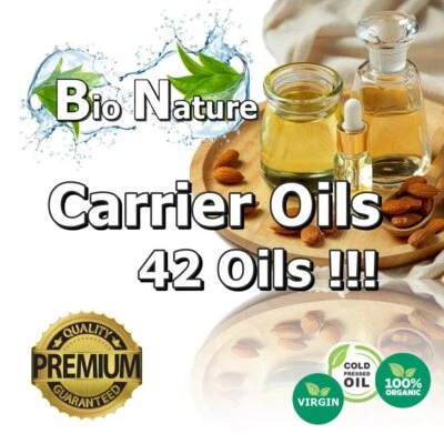 BIO NATURE 42 Types Carrier Oils - Best Quality , Organic, Cold Pressed, Virgin, Skin, Hair