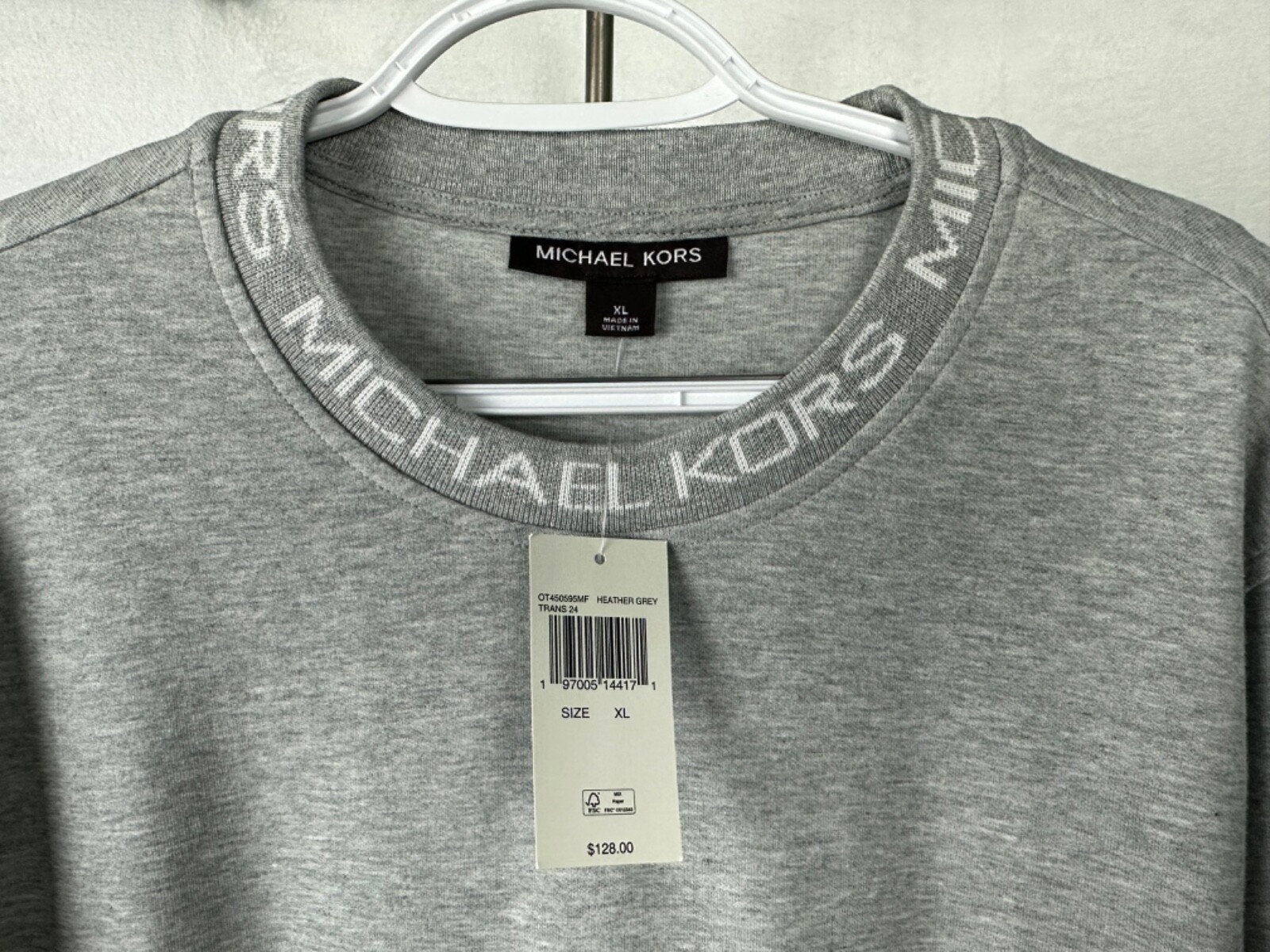 Michael Kors Men's Heather Grey Logo Trim Cotton Blend Sweatshirt XL NWT $128 image 9