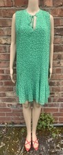 Ladies Mango Floral Green Pleated Dress Sz Small