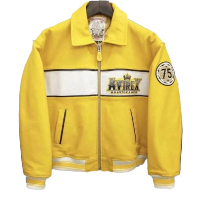 Mens Avirex Aviator King 75 Bomber Jacket | 1975 Fashion Yellow Leather ...