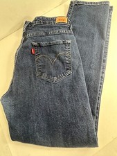 Levi Strauss Women's Mid Rise Straight Jeans 505 12M Inseam 30 Blue Denim