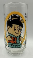 Vintage 1986 Freddy Flintstones Kids Pizza Hut Drinking Glass 6 Inches