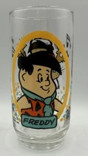Vintage 1986 Freddy Flintstones Kids Pizza Hut Drinking Glass 6 Inches