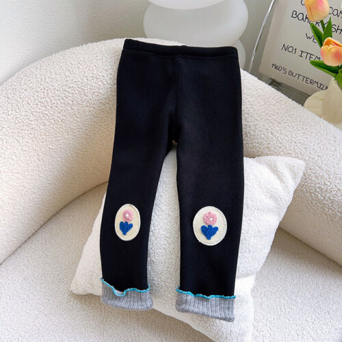 Toddler Kids Baby Girls Floral Thicken Warmth Pants Winter Leggings Trousers - Picture 10 of 16