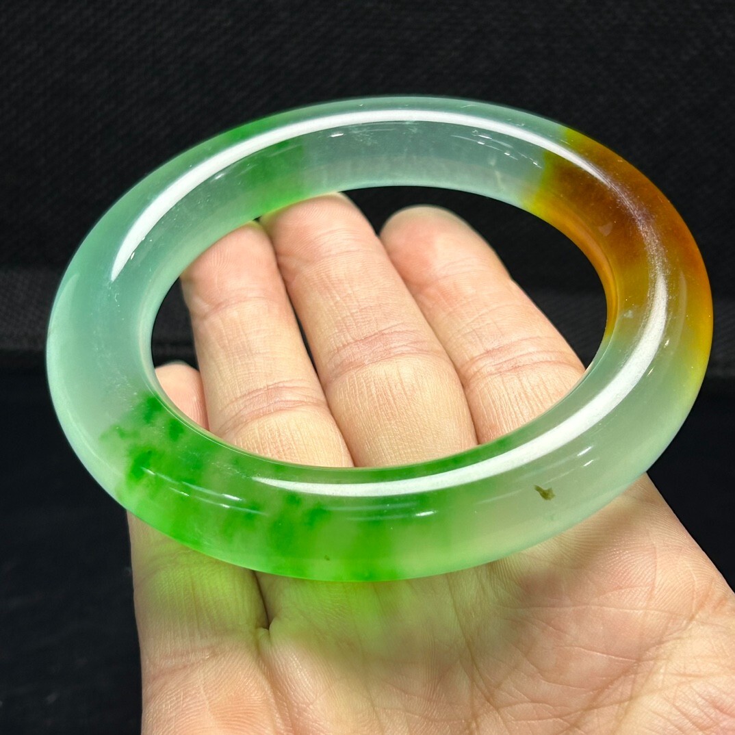 Certified Natural High Ice Green Burmese Jade jadeite Bracelets Bangle 59-60mm