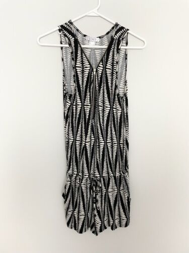 Lascana Venus Women Tank Romper Size XS Black Beige V Neck Zipper Shorts Pockets