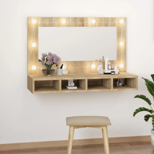 Spiegelschrank mit LED Sonoma-Eiche 90x31,5x62 cm - Bild 1 von 11