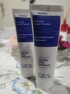   SALE》 2 Tubes KORRES Greek Yoghurt Pre Probiotics Foaming Cream Cleanser  