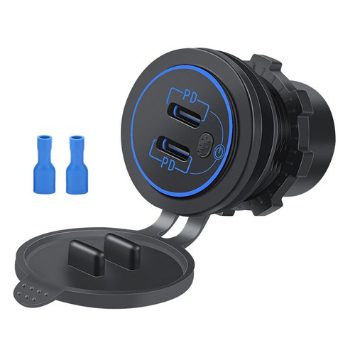 USB Type C PD + QC 3.0 Dual Car Charger Adapter 2 Port Cigarette Socket 12V-24V - Photo 9 sur 11