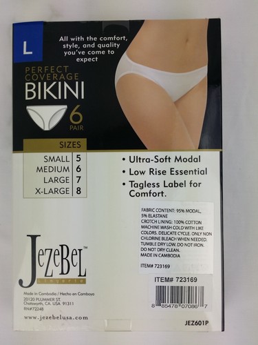 6 X JeZeBel Women's Sexy Coverage Bikinis Panties Briefs Sz XL(14-16) - Picture 2 of 3