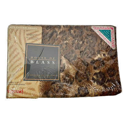 Vintage SPRINGMAID Tailormade Leopard Print TWIN Fitted Sheet House of Blass NEW