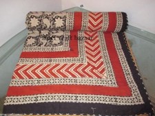 Indian Handmade Quilt Vintage Kantha Bedspread Throw Cotton Blanket Gudri, King