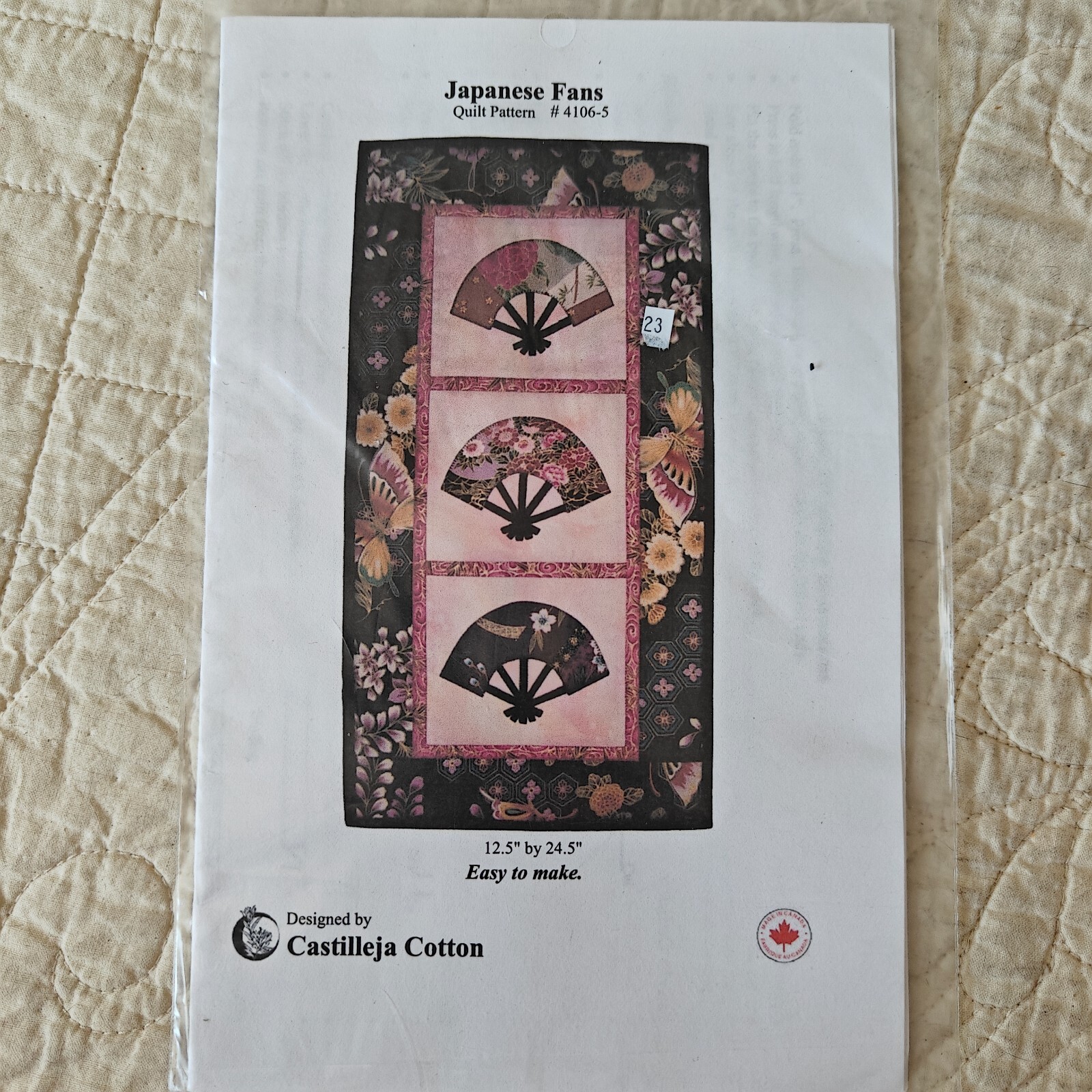 2005 Japanese Fans 12x24" Wall Lap Crib Runner Quilt Pattern & Template