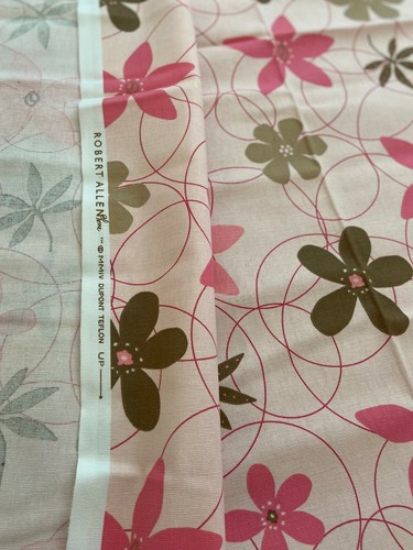 Robert Allen Pink and Brown Flowers Fabric BY THE YARD NEW! Girls Bedding - Bild 3 von 3