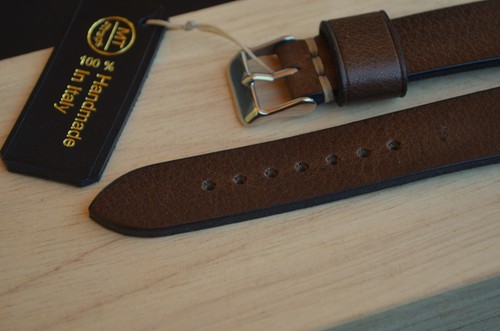 18 mm Cinturino artigianale cuoio marrone vintage rilascio rapido Handmade strap - Picture 4 of 15