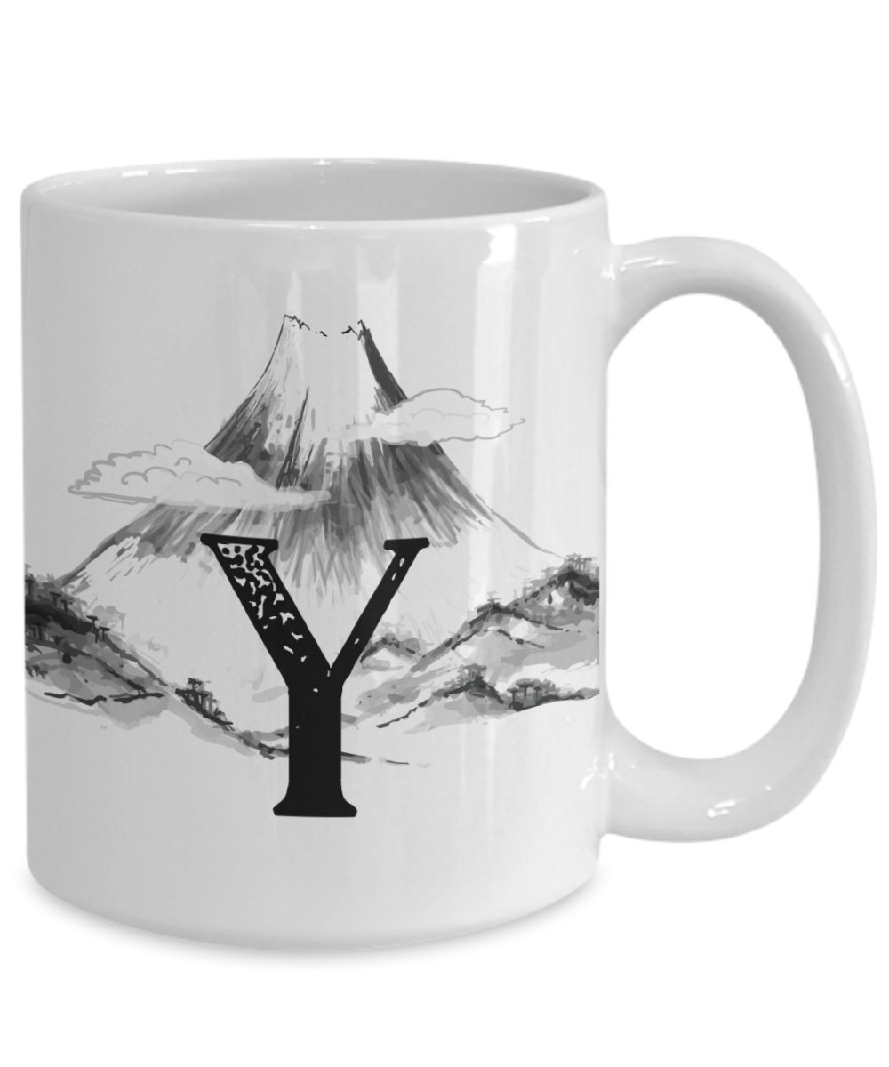 Letter Y Personalized Camping Mug Nature Mug 12 Enamel The Outdoorsy Type Custom