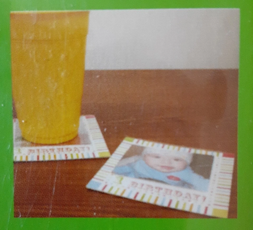 Marco de fotos de primer cumpleaños para bebé 8 piezas posavasos decoraciones de fiesta favores 4x4 pulgadas Foto 2 de 4