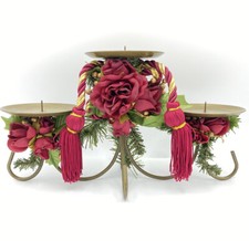 Brown Metal 3 Pillar Candle Holder Table Centerpiece Fireplace Mantle Roses
