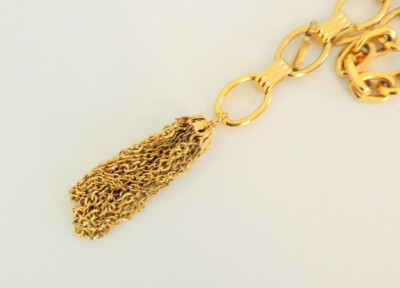 Womens Gold Tone Multi Tassel Chain Belt Adjustable 38 