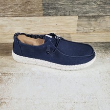 Hey Dude Wendy Stretch Canvas Womens Loafer Shoes Sz 9 Navy Slip On Sneakers