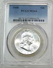 1958 P Franklin Half Dollar PCGS MS64 95% FBL White Frosty Luster PQ #H258H
