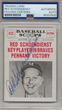 ~RED SCHOENDIENST 1961 Nu-Card BASEBALL SCOOPS #425 SIGNED Cardinals PSA/DNA~