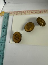 3 x vintage decorative buttons metal military design app 2cm