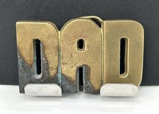 Vintage DAD Text Logo Brass Baron Belt Buckle 1978