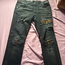 AMIRI Men  s Black Distressed Slim Fit Skinny Denim Jeans Size 34
