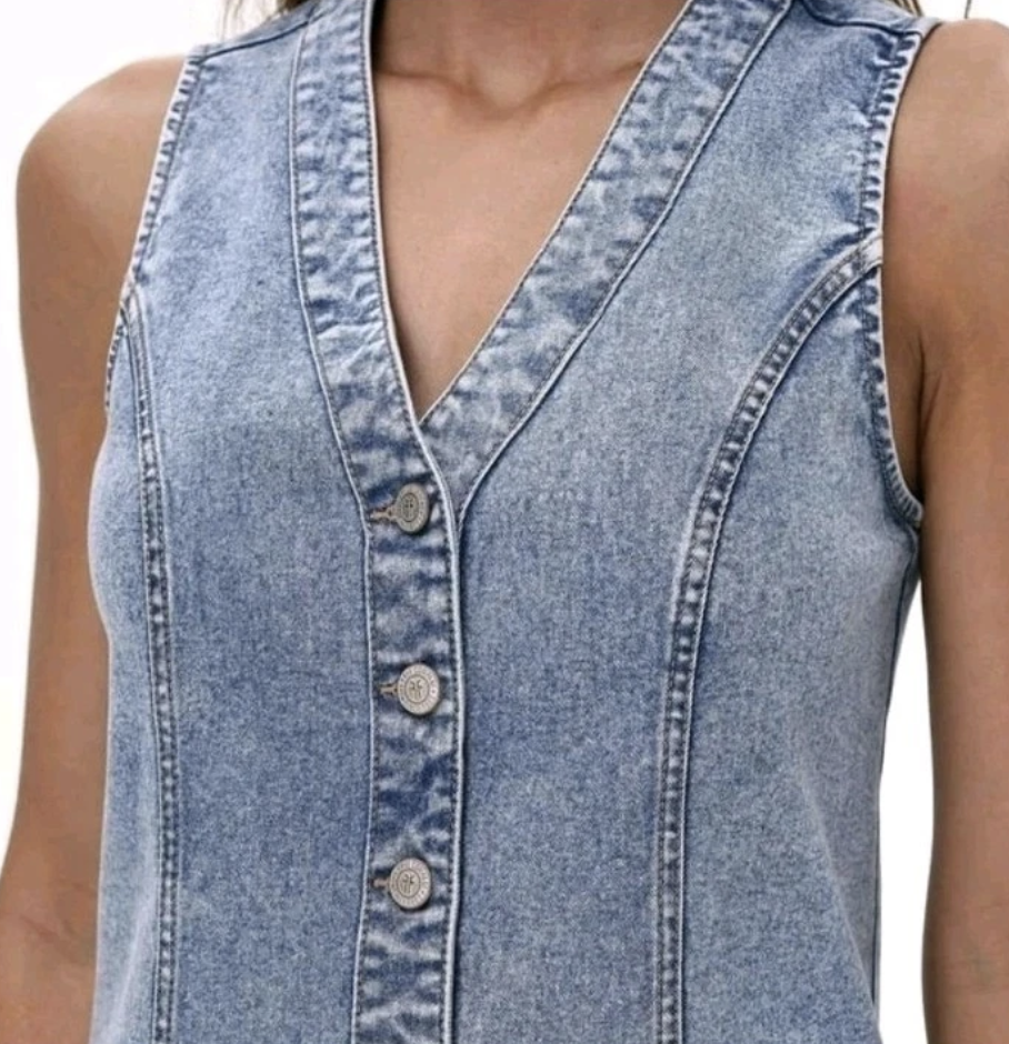 Dress Blue Denim Mini Light Wash Women's XL With 42in Chest Length 33