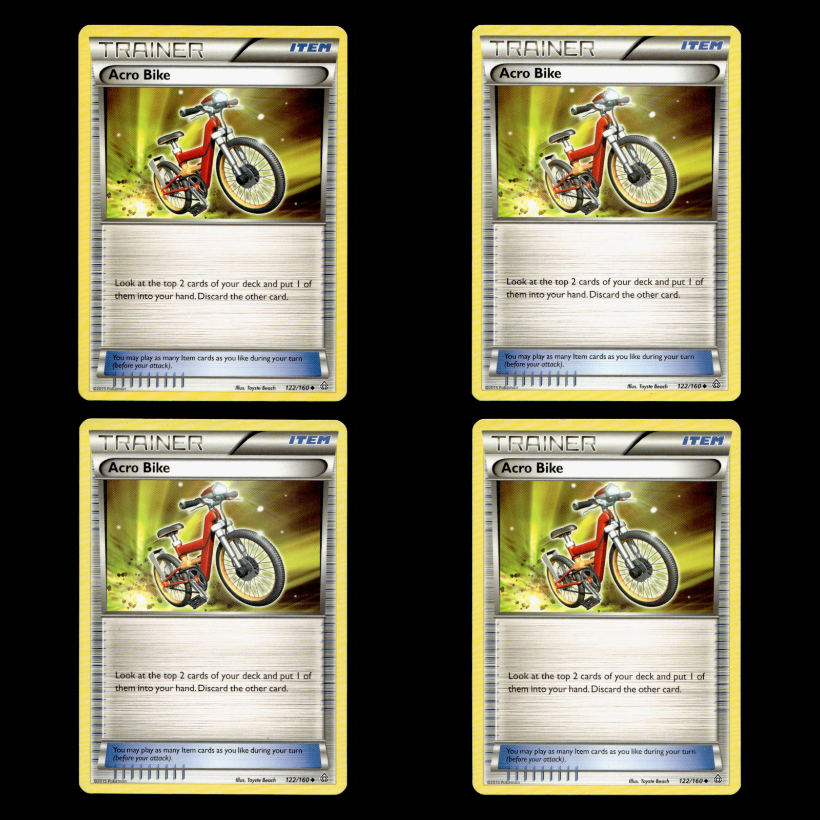 4x Acro Bike 122 XY Primal Clash 2015 Pokemon Cards Playset Play Set TCG