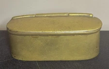 Antique Brass Tobacco Snuff Box Utilitarian Pocket Size Very Used