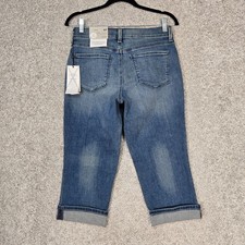 NYDJ Marilyn crop cuff Jeans Women  s 8P 29x19 Blue Lift Tuck Capri NEW